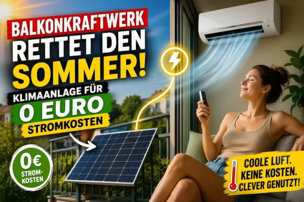 Bild: Balkonkraftwerk rettet den Sommer: Klimaanlage mit 0 Euro Stromkosten betreiben