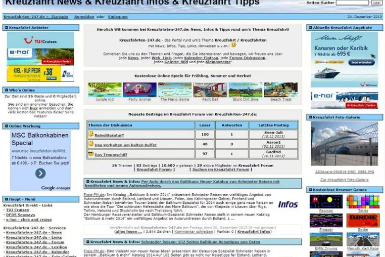 Bild: KreuzfahrtPortal Kreuzfahrten-247.de nach Relaunch wieder online