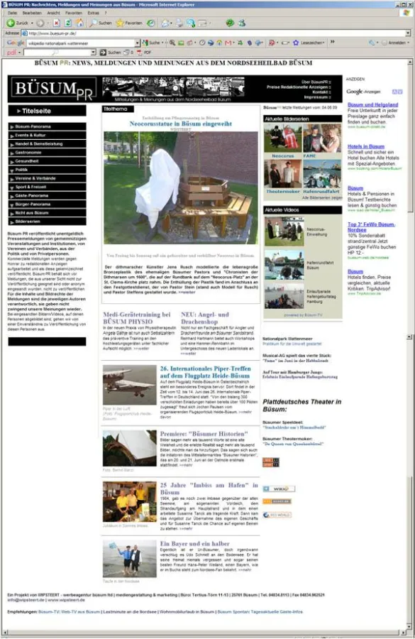 Büsum-PR: kleine regionale Meldungen in großem Format.