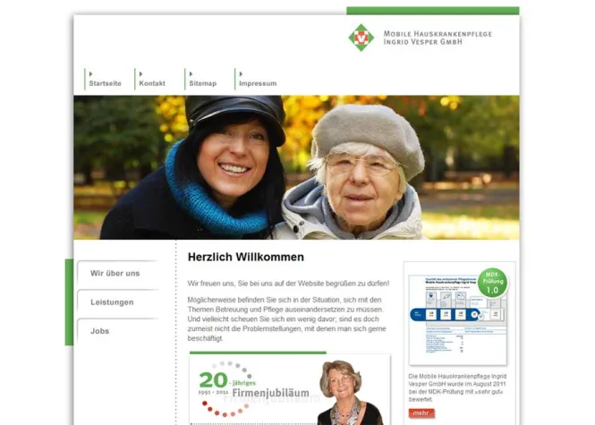Bild: Website-Relaunch der Mobile Hauskrankenpflege Ingrid Vesper GmbH