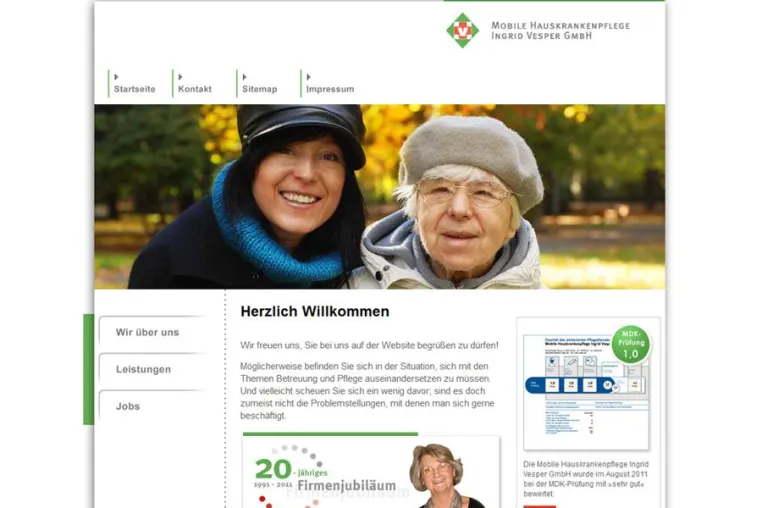 Bild: Website-Relaunch der Mobile Hauskrankenpflege Ingrid Vesper GmbH
