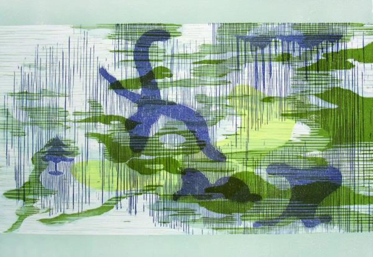 Susann Hoch, „Schattengarten“, Farbholzschnitt 30 x 42cm, 2011