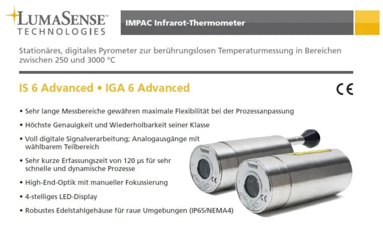 Bild: Neue Infrarot-Pyrometer (IR) für die berührungslose Temperaturmessung und Analyse von Metall, Keramik, Graphit