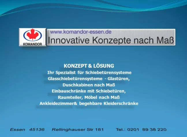 Schiebetüren nach Mass bei Komandor Essen NRW Bild: Schiebetüren nach Mass bei Komandor Essen NRW