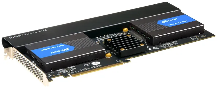 Bild: Ideal für den Mac Pro® 2019: Sonnet präsentiert die Hochleistungs-Speicherkarte Fusion™ Dual U.2 SSD PCIe®