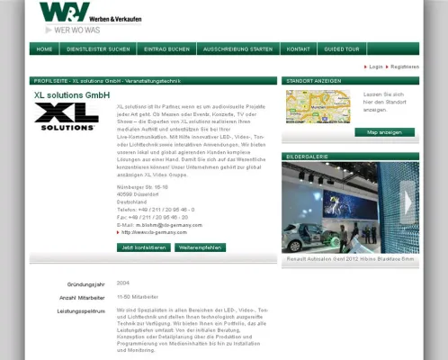 XL solutions GmbH neu im Dienstleister-Portal "Wer Wo Was" Bild: XL solutions GmbH neu im Dienstleister-Portal "Wer Wo Was"