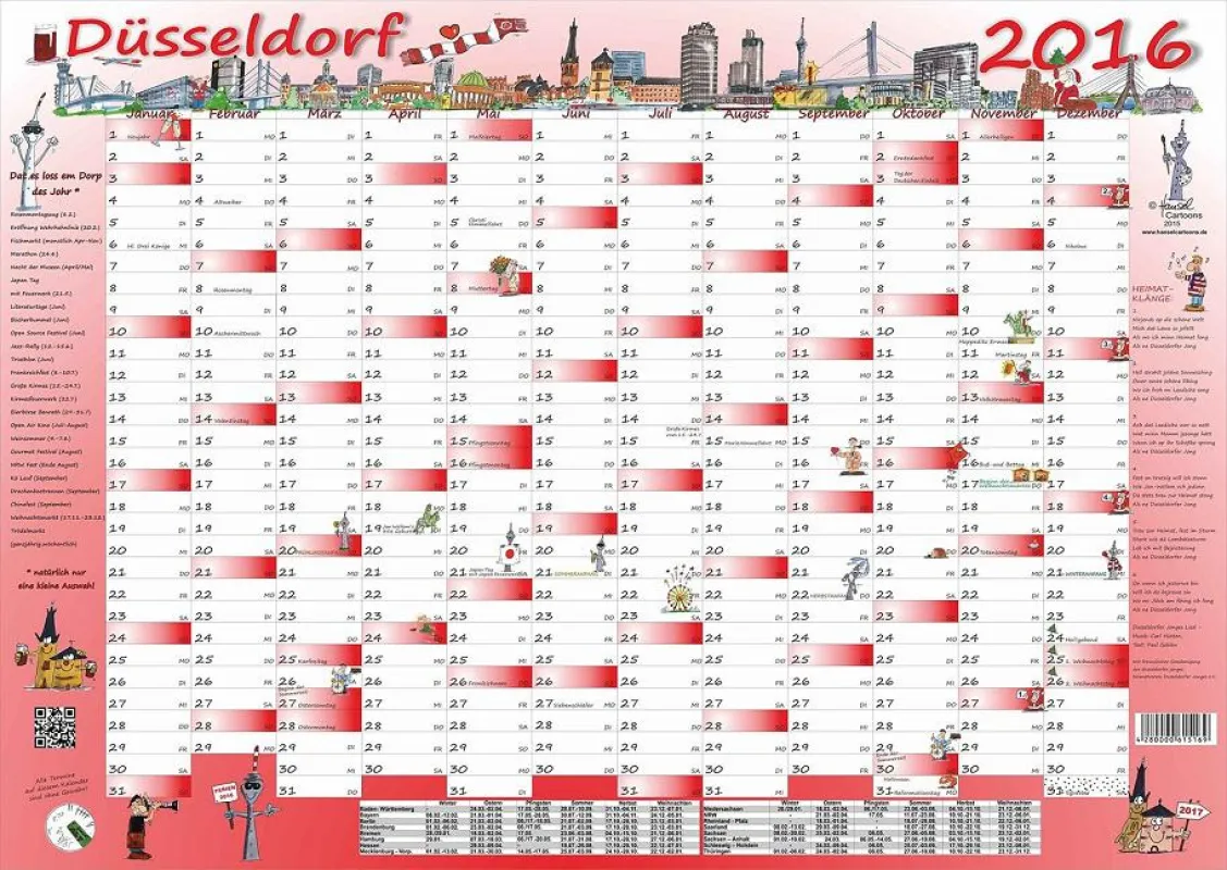 Cartoon Jahresplaner Düsseldorf 2016