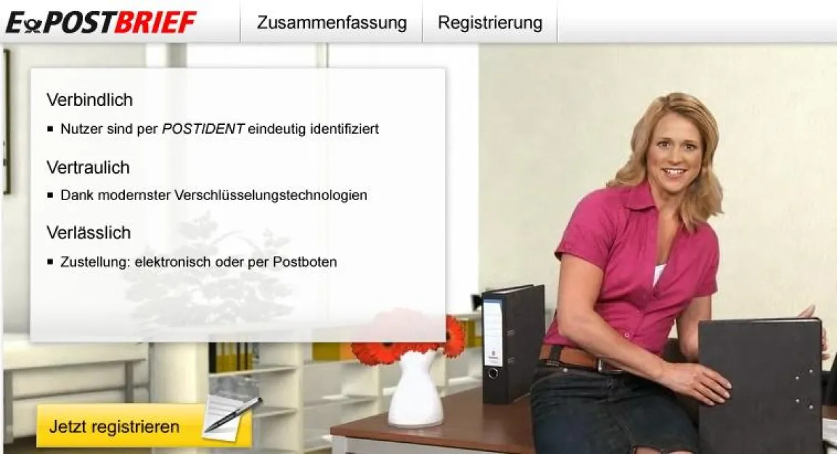 Per interaktivem Video-Dialog zur E-POSTBRIEF Registrierung.