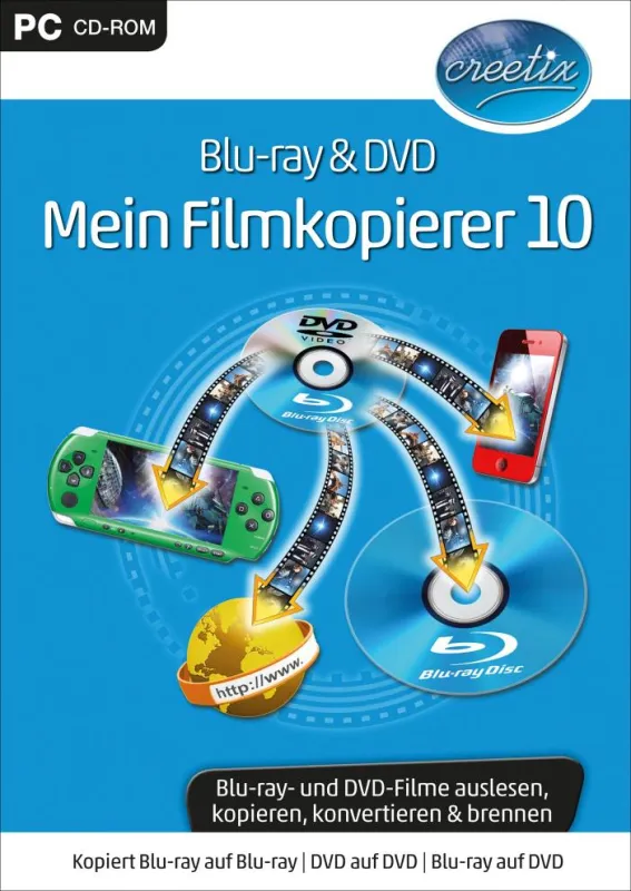 Verlustfreie Sicherungskopien der Lieblingsfilme auf Laptop, Smartphone, Tablet-PC oder Rohling.