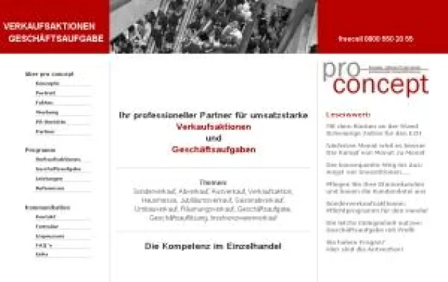 Bild: pro concept - Partner des Einzelhandels für Verkaufsaktionen und Geschäftsaufgaben mit neuem Webauftritt