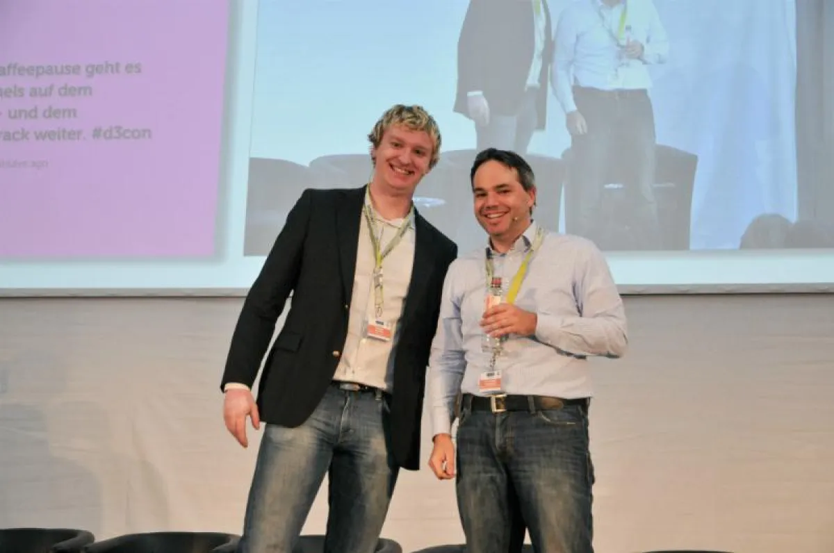 v.l.n.r.: d3con-Veranstalter Thomas Promny und Dr. Florian Heinemann (Project A Ventures)