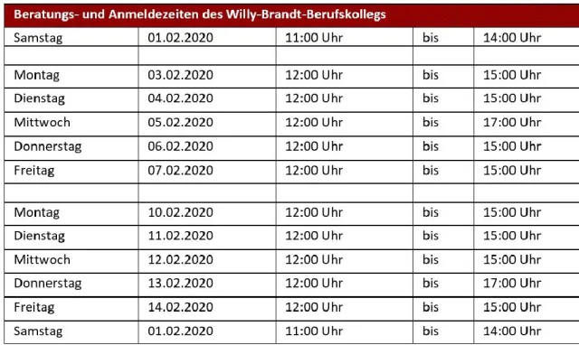Bild: Beratungs- und Anmeldetage des Willy-Brandt-Berufskollegs