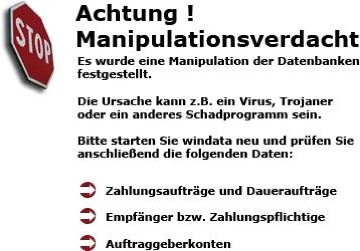 Manipulation an der Datenbank entdeckt!