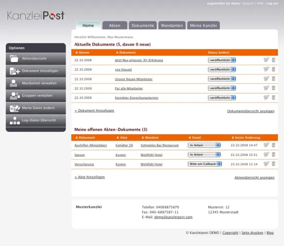 Bild: Sie haben Kanzleipost  - Mandantenakten komfortabel online verwalten