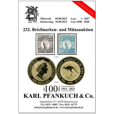 Bild: 232. Pfankuch Auktion für Briefmarken, Münzen und Postgeschichte