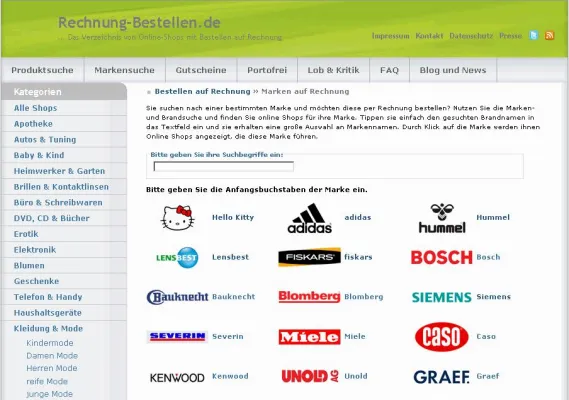 Bild: Neue Markensuche speziell für Online Shops mit Rechnungskauf