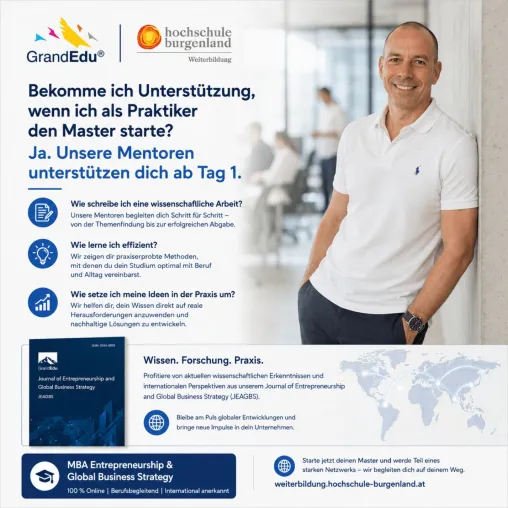 Vom Praktiker zur Führungspersönlichkeit: GrandEdu setzt im MBA auf Mentoring ab Tag 1 Bild: Vom Praktiker zur Führungspersönlichkeit: GrandEdu setzt im MBA auf Mentoring ab Tag 1