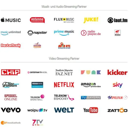 StreamOn der Telekom: Neue Audio- und Videopartner Bild: StreamOn der Telekom: Neue Audio- und Videopartner