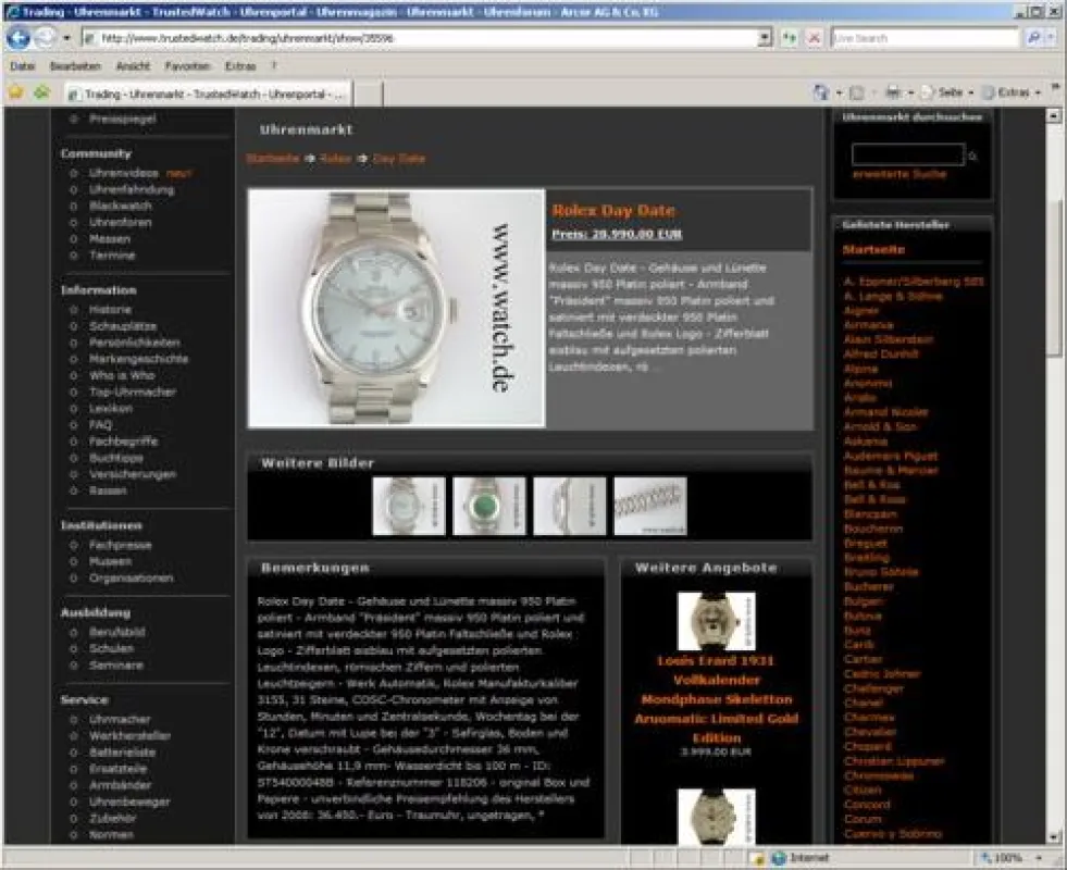 Echter Luxus: Die Rolex Day Date in Platin