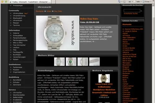 Bild: Luxusuhren auf TrustedWatch - Die Rolex Day Date in Platin