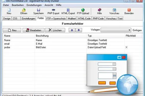 DA-FormMaker 2.4 - Professionelle Web-Formulare ganz einfach selbst gemacht Bild: DA-FormMaker 2.4 - Professionelle Web-Formulare ganz einfach selbst gemacht