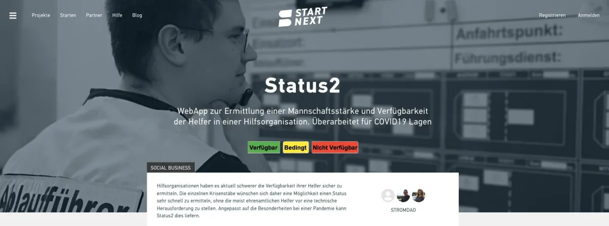 App Status2 organisiert Rettungskräfte in Echtzeit ©Stromdao