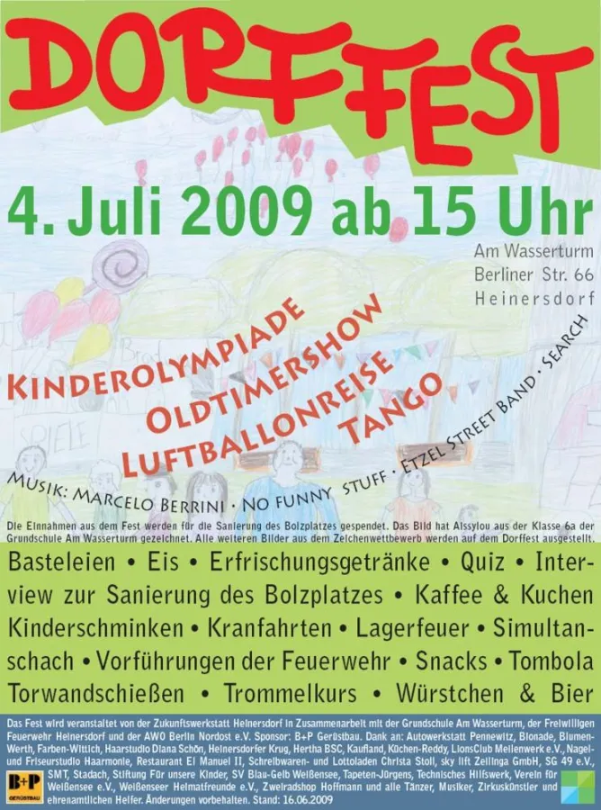 Dorffest Heinersdorf 2009, Einladungsplakat