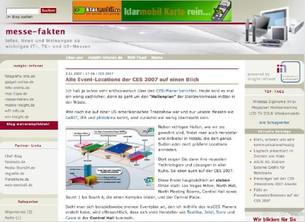 www.messe-fakten.de berichtet direkt von der CES 2007