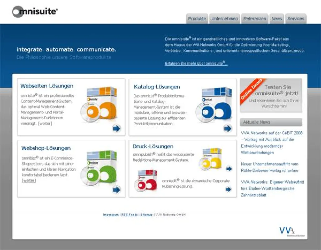 Das omnsiuite®-Portal nach dem Relaunch.