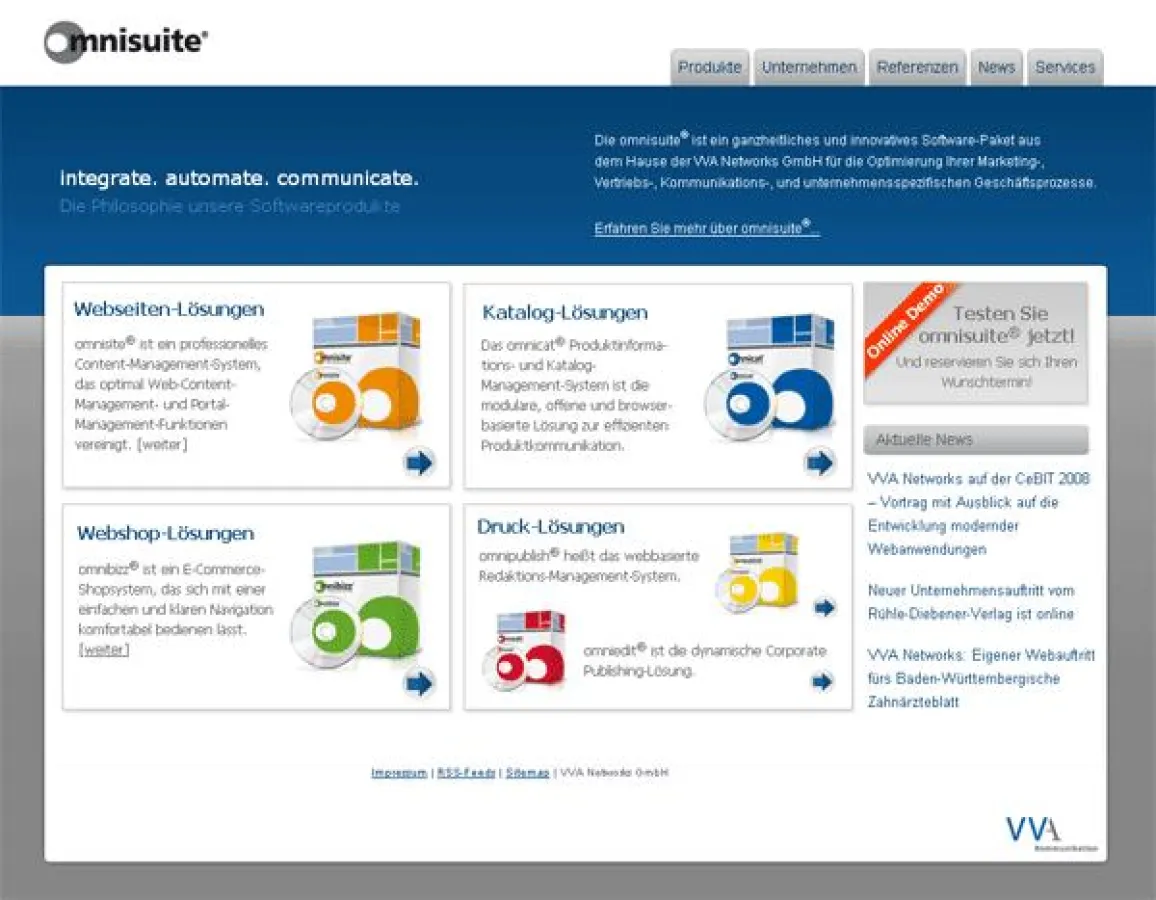 Das omnsiuite®-Portal nach dem Relaunch.