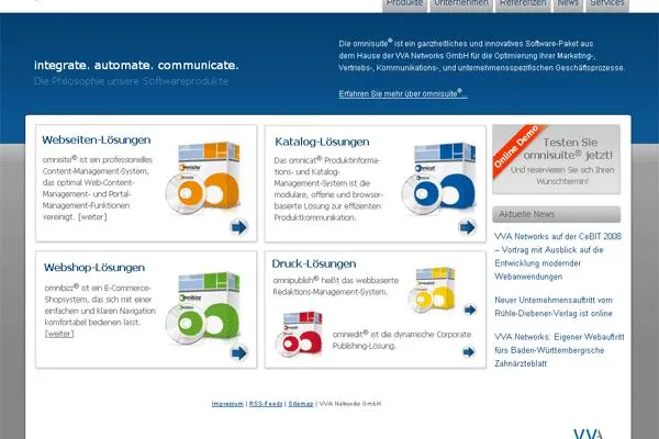 Bild: VVA Networks - omnisuite®-Portal im neuen Design