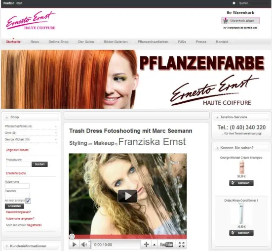 Bild: Friseursalon Haute Coiffure Ernesto Ernst aus Hamburg mit neuer Homepage und Webshop