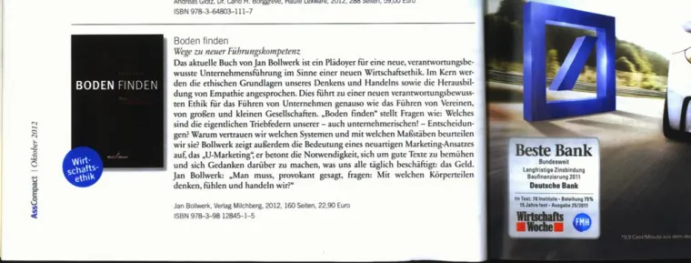 Finanzzeitschrift AssCompact lobt „Boden finden“ Bild: Finanzzeitschrift AssCompact lobt „Boden finden“