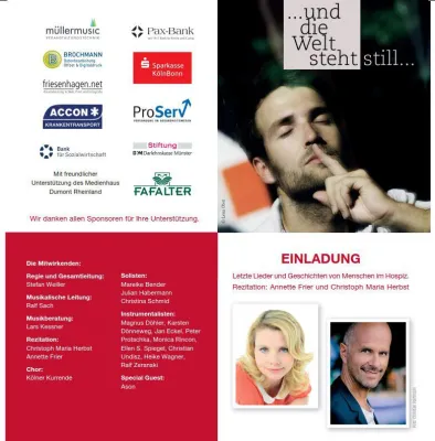 Bild: Christoph Maria Herbst und Annette Frier begleiten multimediales Hospizprojekt „Letzte Lieder“ in Köln