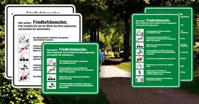 Bild: Schilder für Friedhöfe