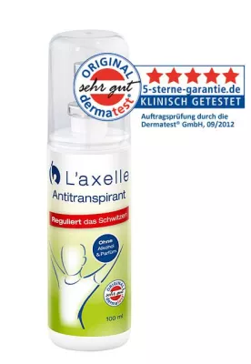 Wissenschaftlich bestätigt: L’axelle® Antitranspirant reduziert deutlich die Schweißproduktion Bild: Wissenschaftlich bestätigt: L’axelle® Antitranspirant reduziert deutlich die Schweißproduktion