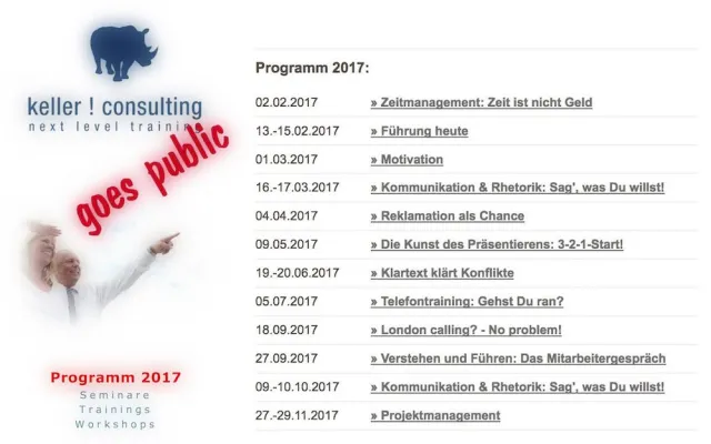 keller ! consulting veröffentlicht Programm für 2017: Weiterbildung als Wettbewerbsfaktor ansehen Bild: keller ! consulting veröffentlicht Programm für 2017: Weiterbildung als Wettbewerbsfaktor ansehen