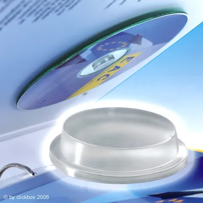 Bild: CD-Befestigung mit K(n)öpfchen – Neues  Befestigungssystem von CLICKBOX verhindert Datenverlust