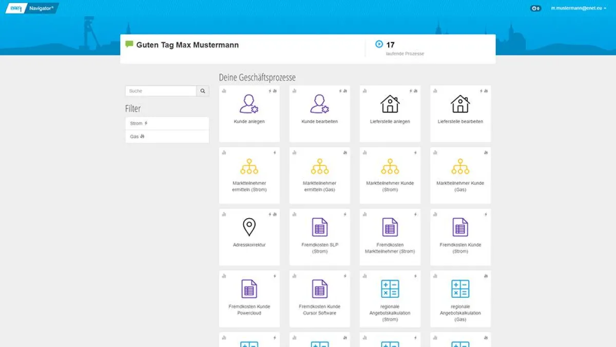 Screenshot der neuen Version des ene't Navigator®