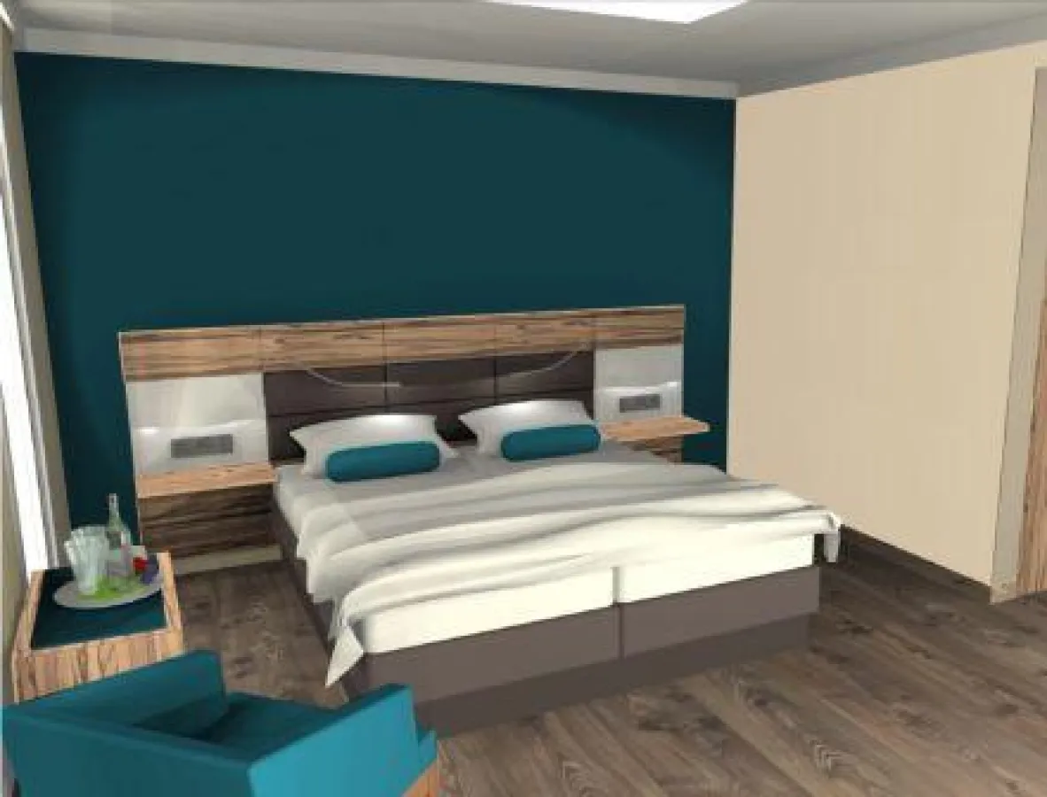 Ein Zimmerentwurf in einer 3D-Visualisierung