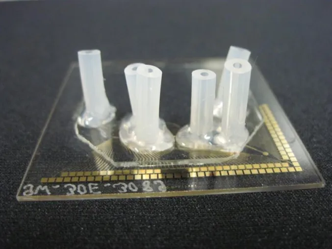 Bild: Biochemiker der Universität Leipzig konstruierten neuen mikrofluidischen Mikroelektroden-Chip