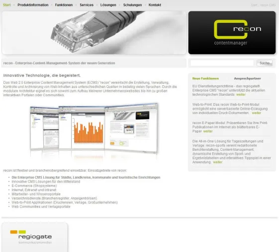recon CMS - Innovative Technologie, die begeistert. Bild: recon CMS - Innovative Technologie, die begeistert.