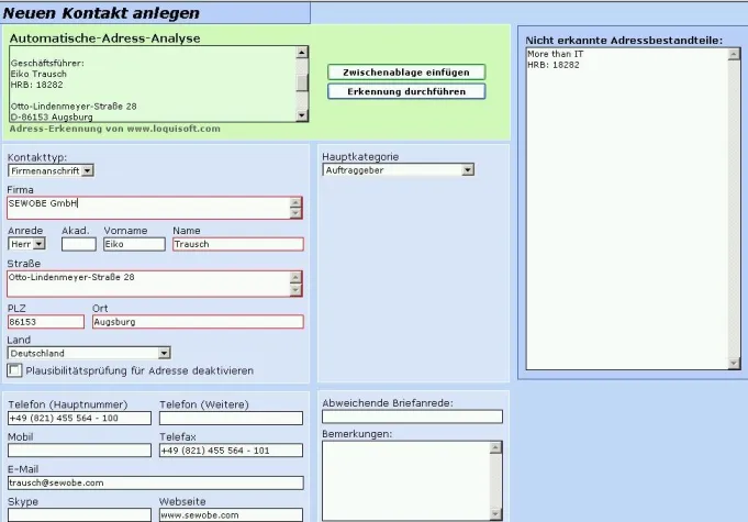 Zeitsparen durch automatische Adresserkennung Bild: Zeitsparen durch automatische Adresserkennung