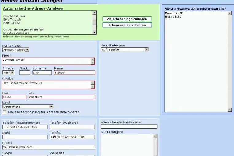Zeitsparen durch automatische Adresserkennung Bild: Zeitsparen durch automatische Adresserkennung