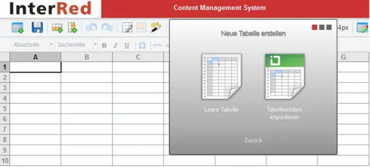 Bild: Neuer Tabellendesigner für das Content Management und Redaktionssystem InterRed
