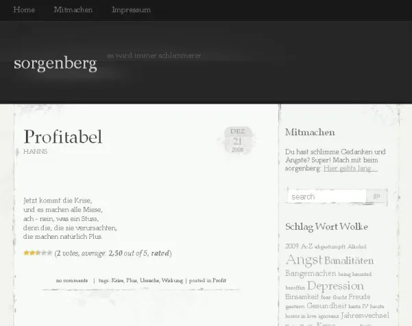 Neuer Weblog sorgenberg.de hat Hochkonjunktur Bild: Neuer Weblog sorgenberg.de hat Hochkonjunktur