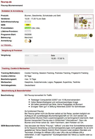 Bild: Jetzt bis zu 50 Detailinformationen zu jedem Partnerprogramm auf 100partnerprogramme.de