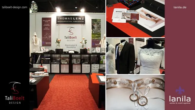 Bild: TaliBoelt Design, Lanila und Thomas Lenz Masskonfektion auf der Hochzeitsmesse TrauDich! München 2010