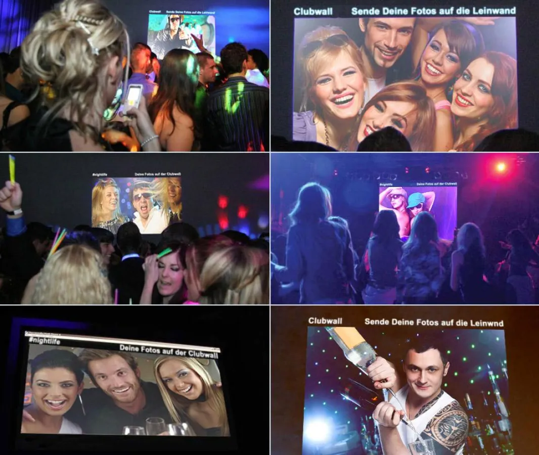 Die Clubwall - Partyfotos vom Smartphone per Beamer und Leinwand teilen