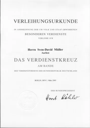 Bild: Sven-David Müller-Nothmann erhielt das Bundesverdienstkreuz für seine Verdienste um die Ernährung und Diätetik